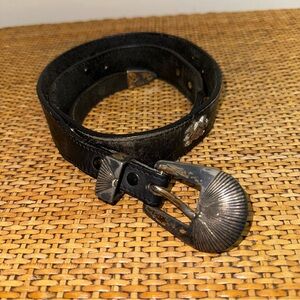 Vintage 90s Silver Creek Collection Leegin Womens Belt Black Leather Western Y2K